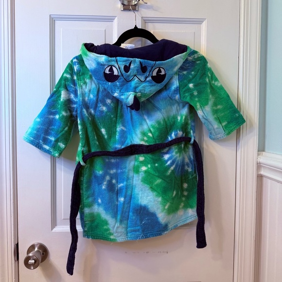 Vibrant Green and Blue Swim Coverup with Dinosaur Hood! - Picture 2 of 5